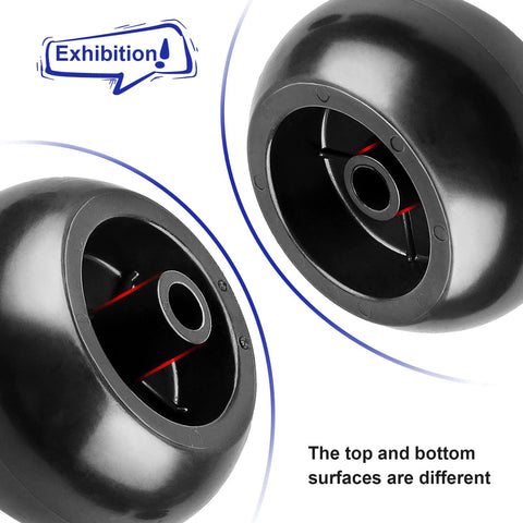 LOCOPOW 5-inch deck wheels, large-diameter design for stable mowing and better contact.