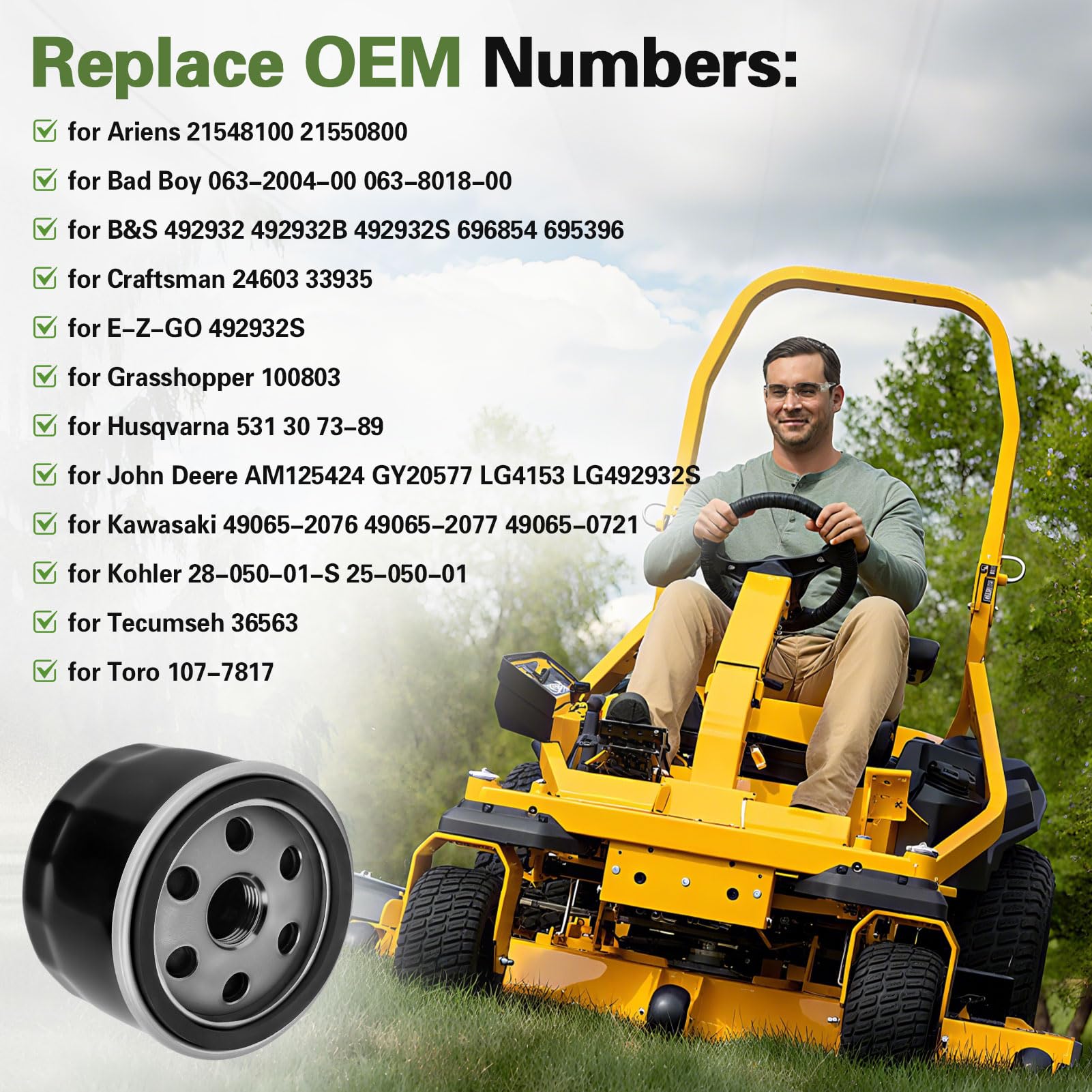 LOCOPOW AM125424 ready-to-use filter for mower upkeep
