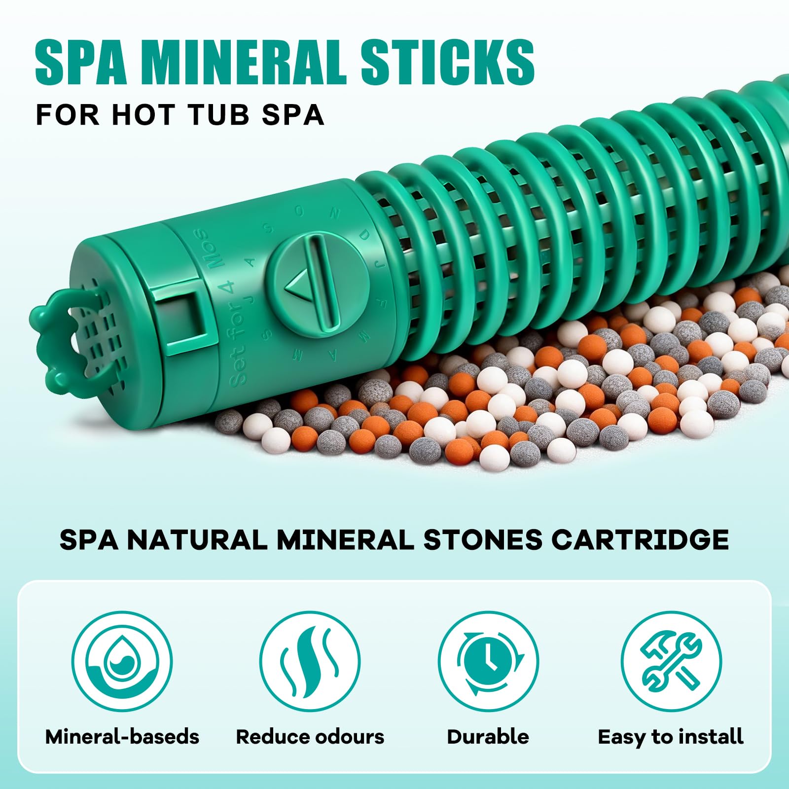 Minerals continuously purify water as it circulates for clearer bathwater