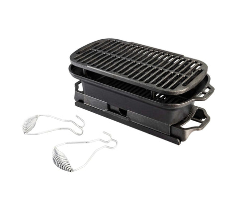 Lodge Sportsman's Pro Grill assembled for backyard cooking and even heat.