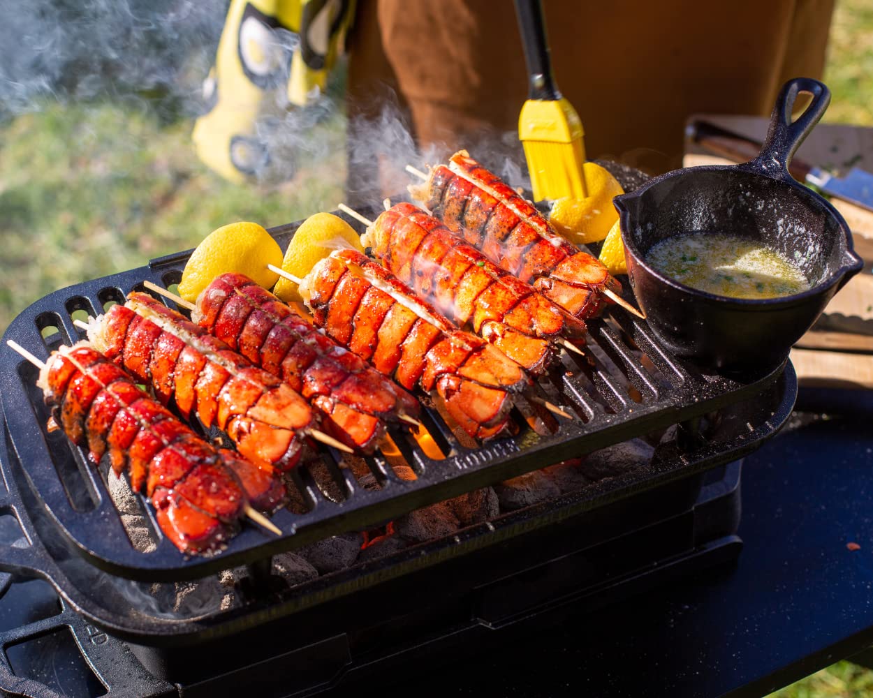 Lodge Sportsman's Pro Grill in a tailgate setup for hearty meals.