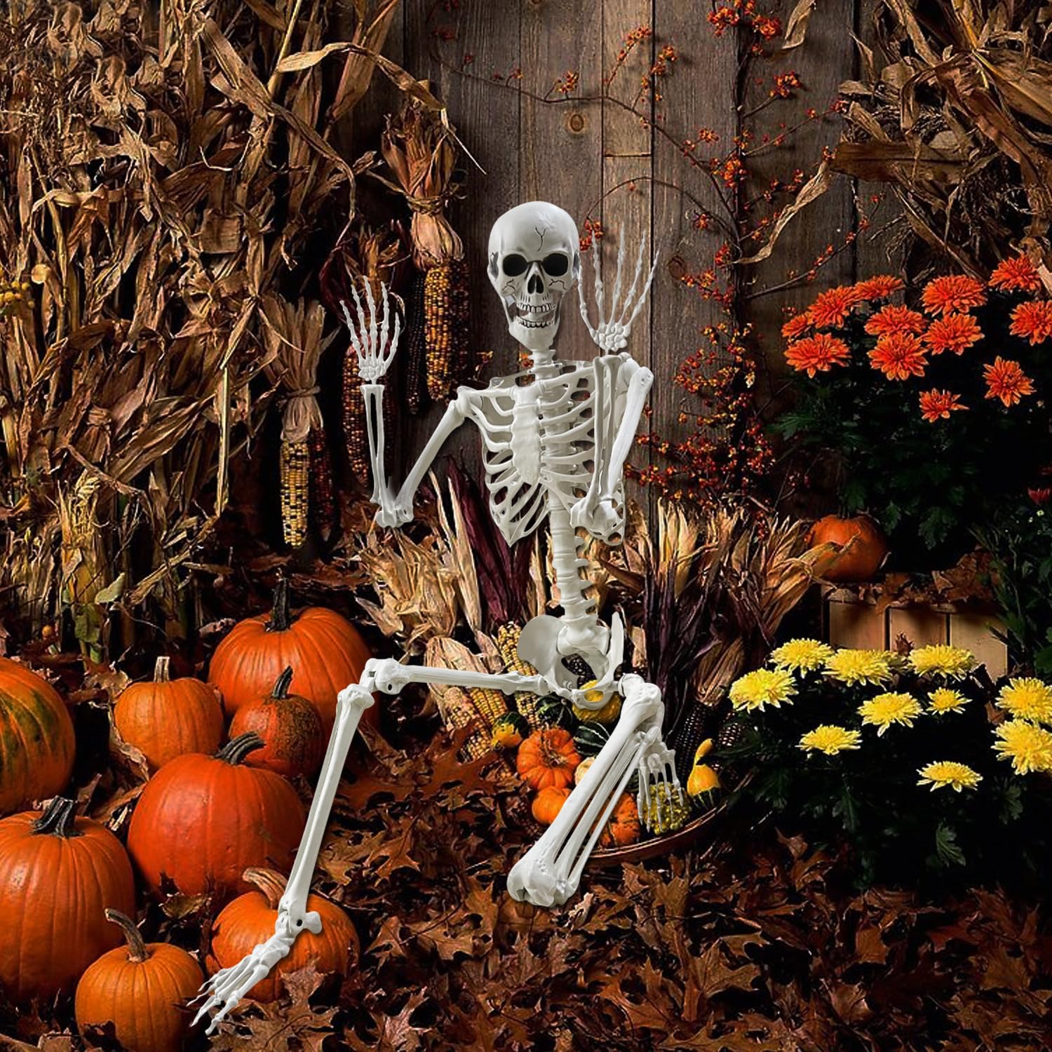 Lodou Halloween decoration skeleton perfect for haunted house scenes.