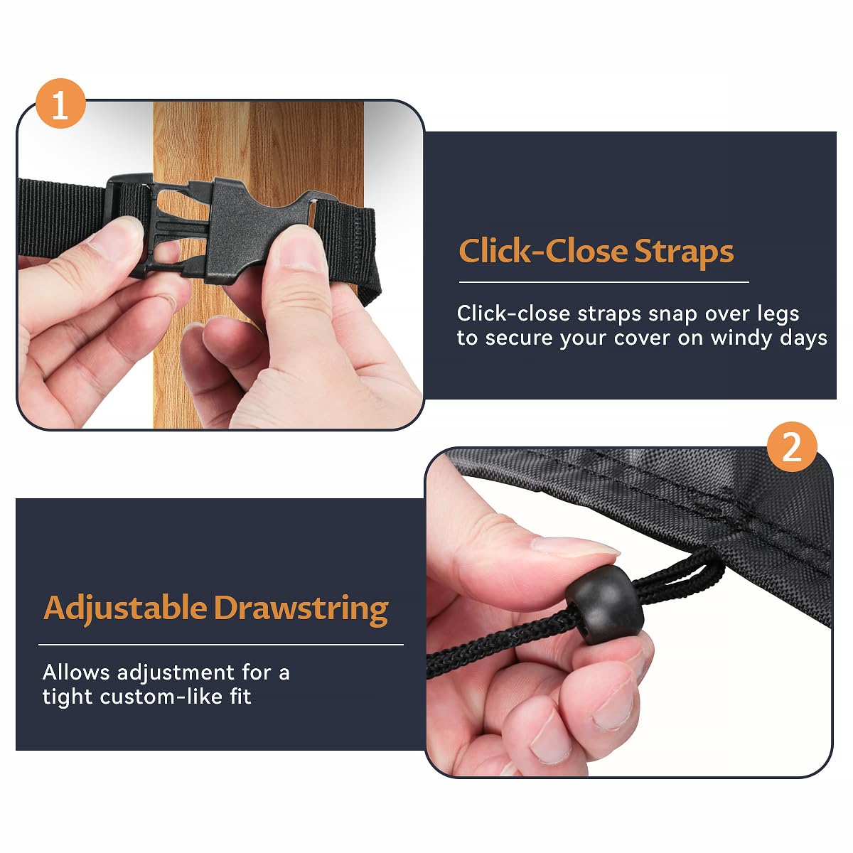 Easy handles on the Loenel cover for quick installation and removal