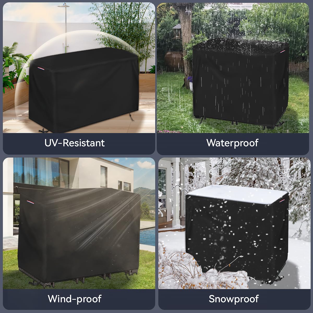 Rainproof Loenel cover keeps the bar table dry during showers