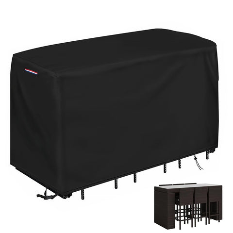 Loenel bar height cover with waterproof fabric protecting a rectangular outdoor set