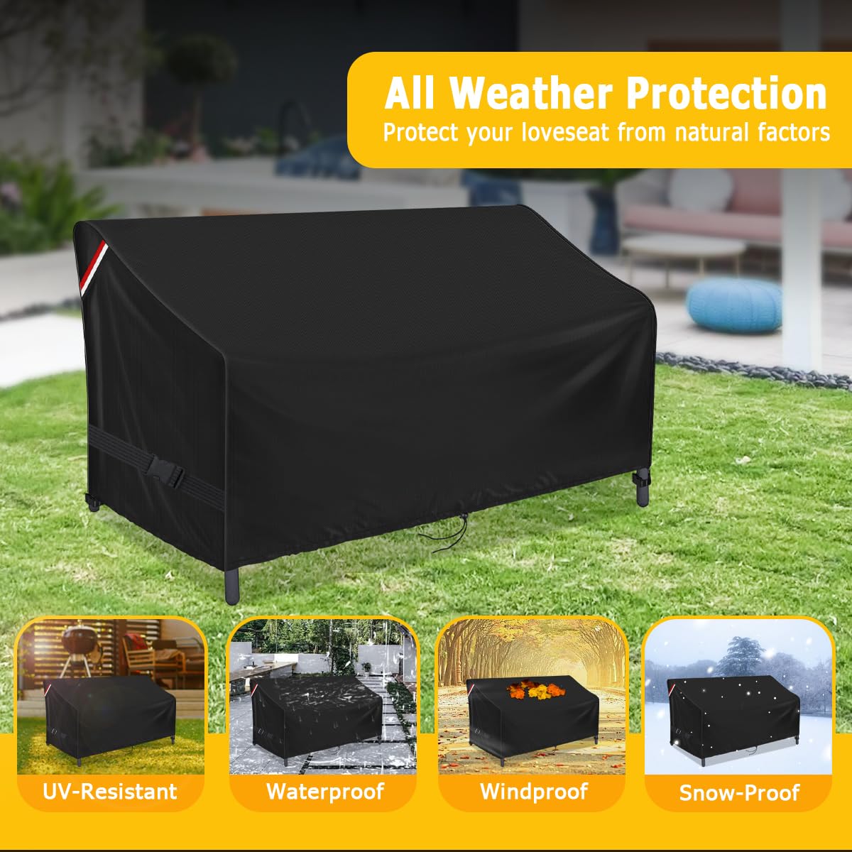 Loenel drawstring-equipped cover offers secure, wind-resistant fit.