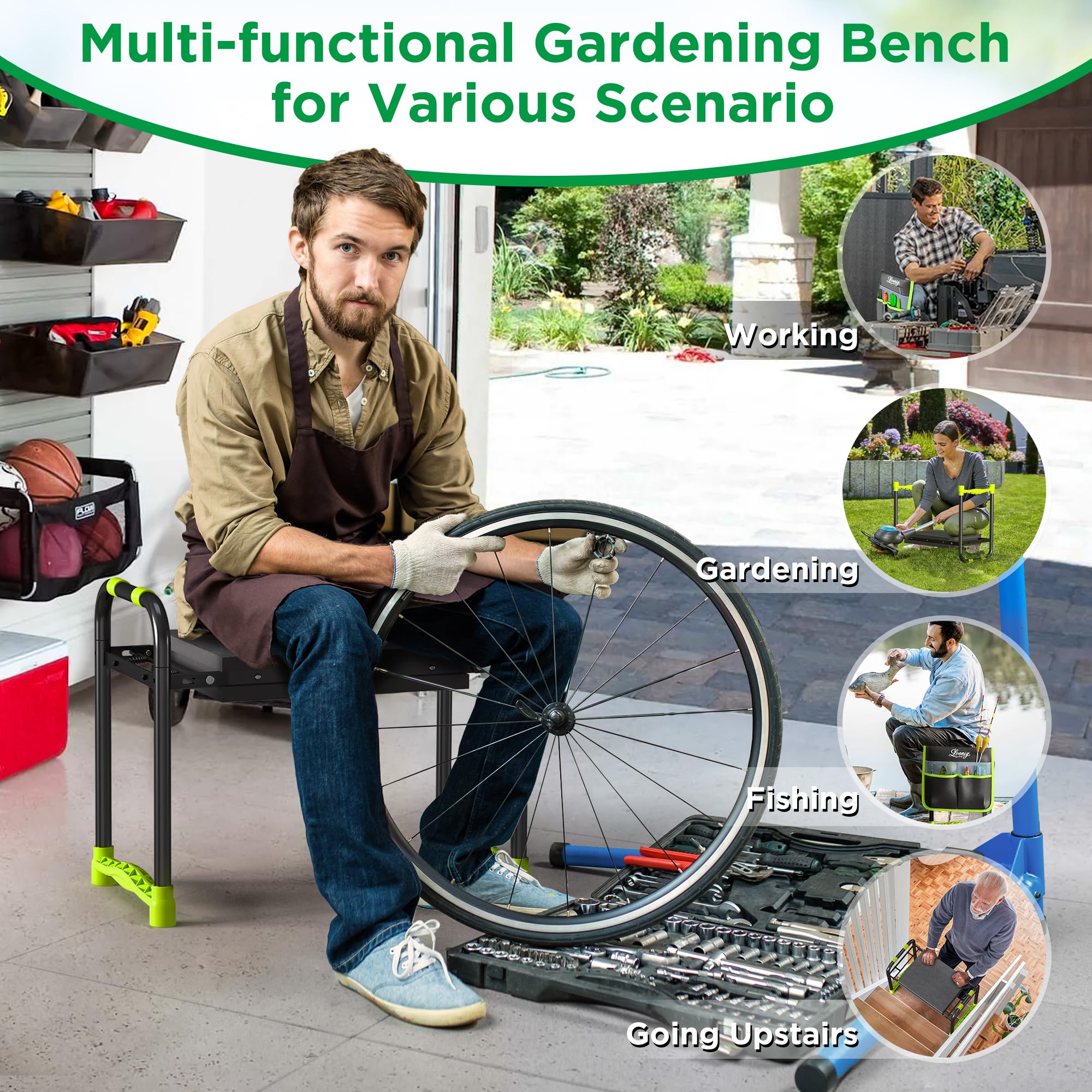 LOENIY versatile indoor-outdoor garden stool ready for gardening and DIY tasks.