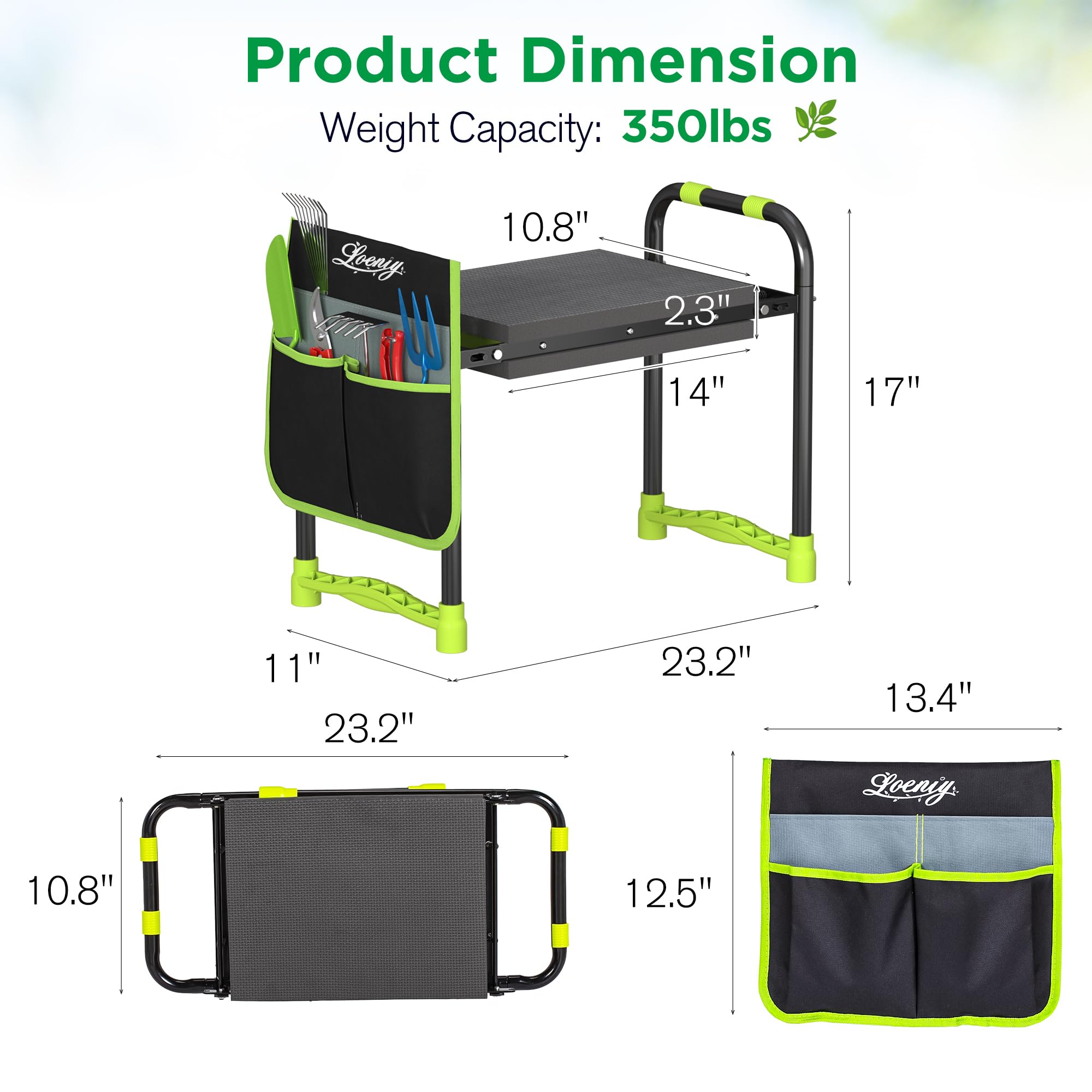 LOENIY sturdy metal frame with non-slip feet ensures stable footing.