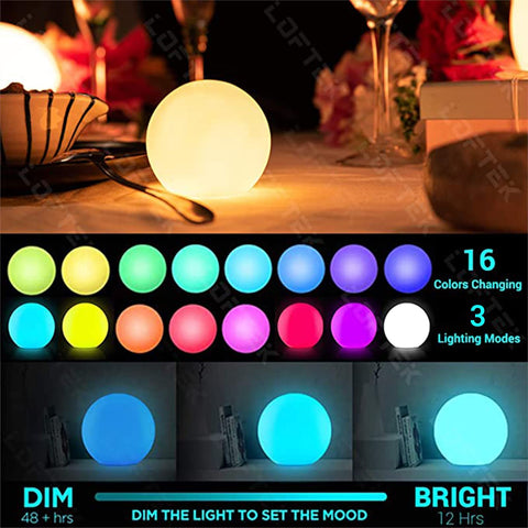 LOFTEK LED globe with remote control offers color-changing ambience for pools.