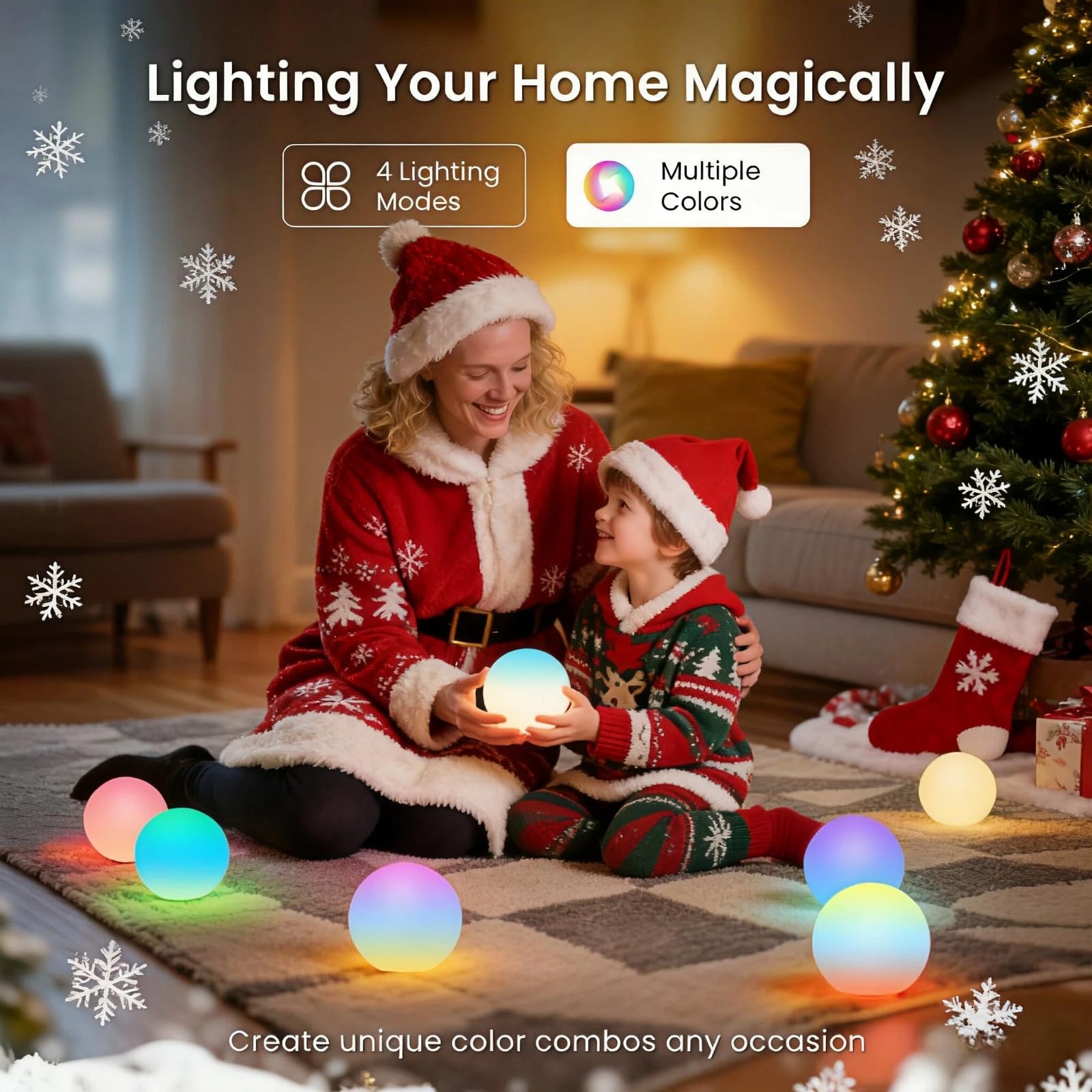 LOFTEK RGB bead sphere glows with 16 colors for versatile mood lighting.