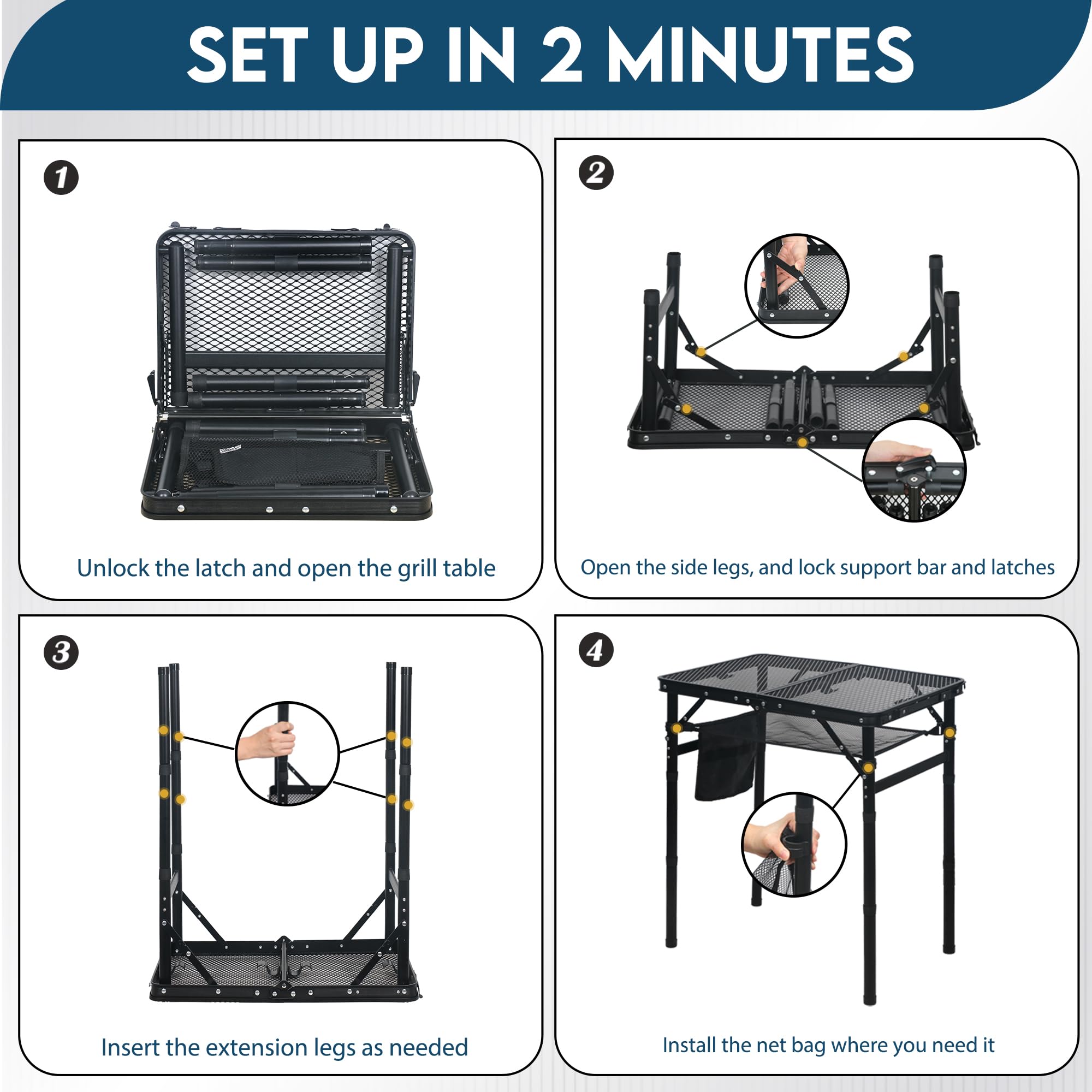 LOFTEY small table ready for backyard or camping grilling sessions