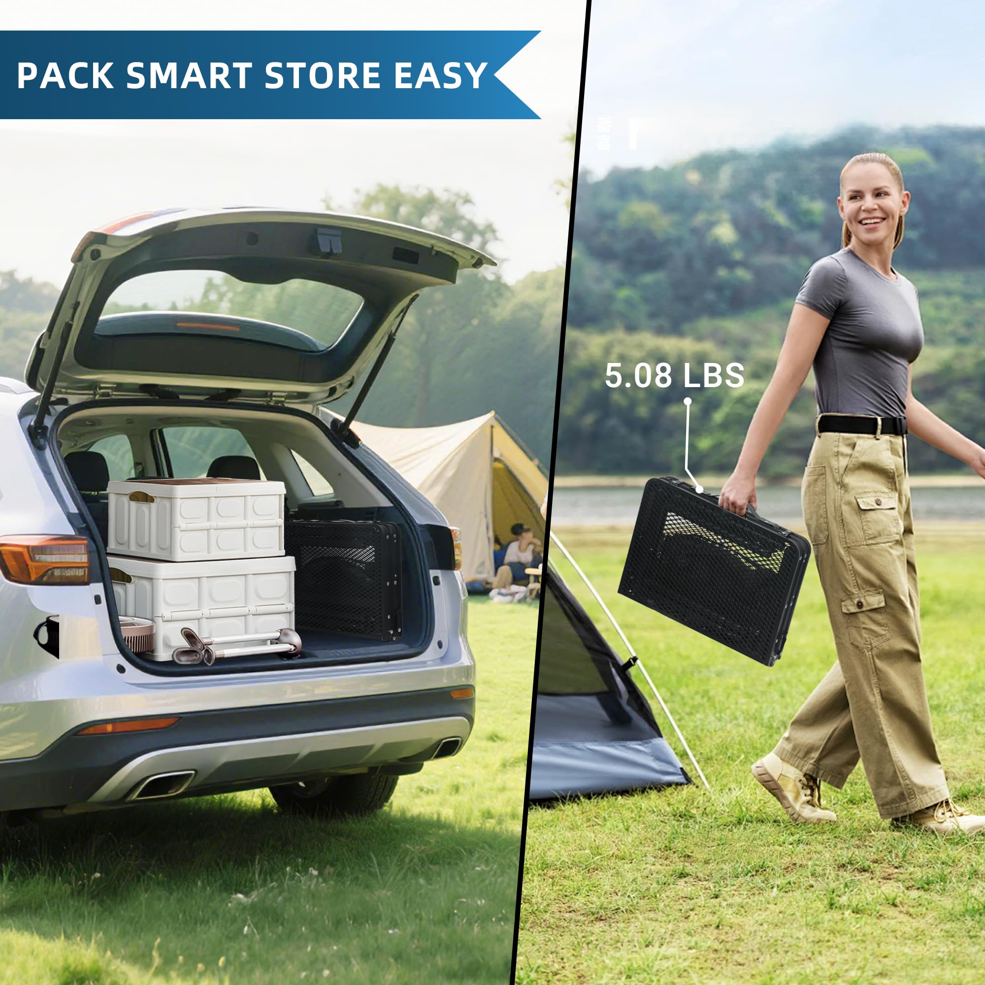 LOFTEY folding grill table folded for compact storage in small spaces