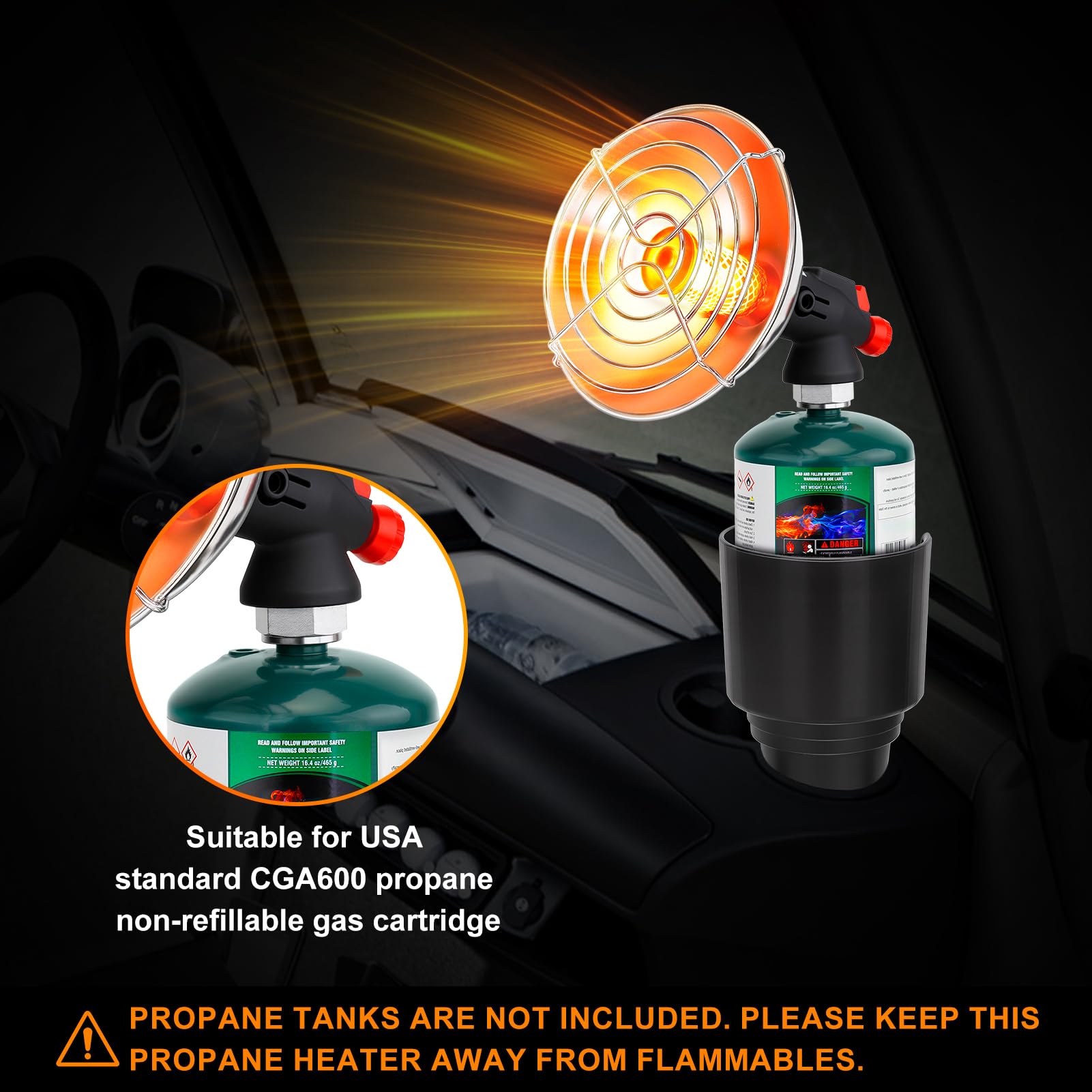 LOFUKI golf-cart compatible heater fits a wide range of carts and cup holders.