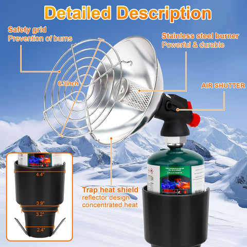 LOFUKI heater features a die-cast aluminum burner for durable, reliable heat outdoors.