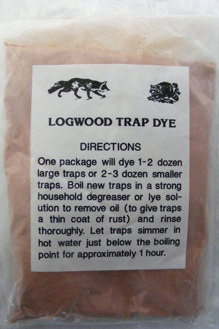 Logwood Trap Dye powder turning red to black in hot water, ideal for rusted traps