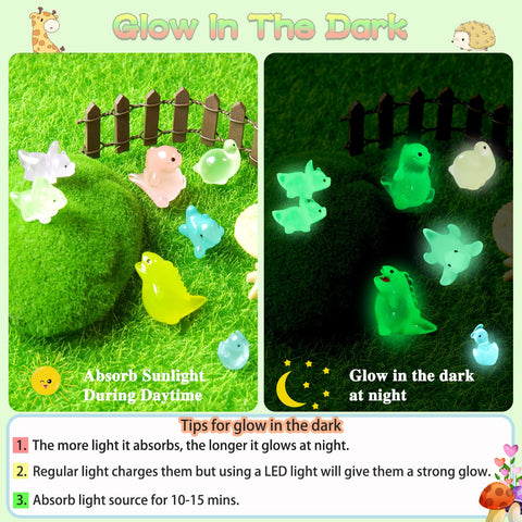 LOIKMIUP 26 styles mini dinosaurs glow accents for playful landscaping.