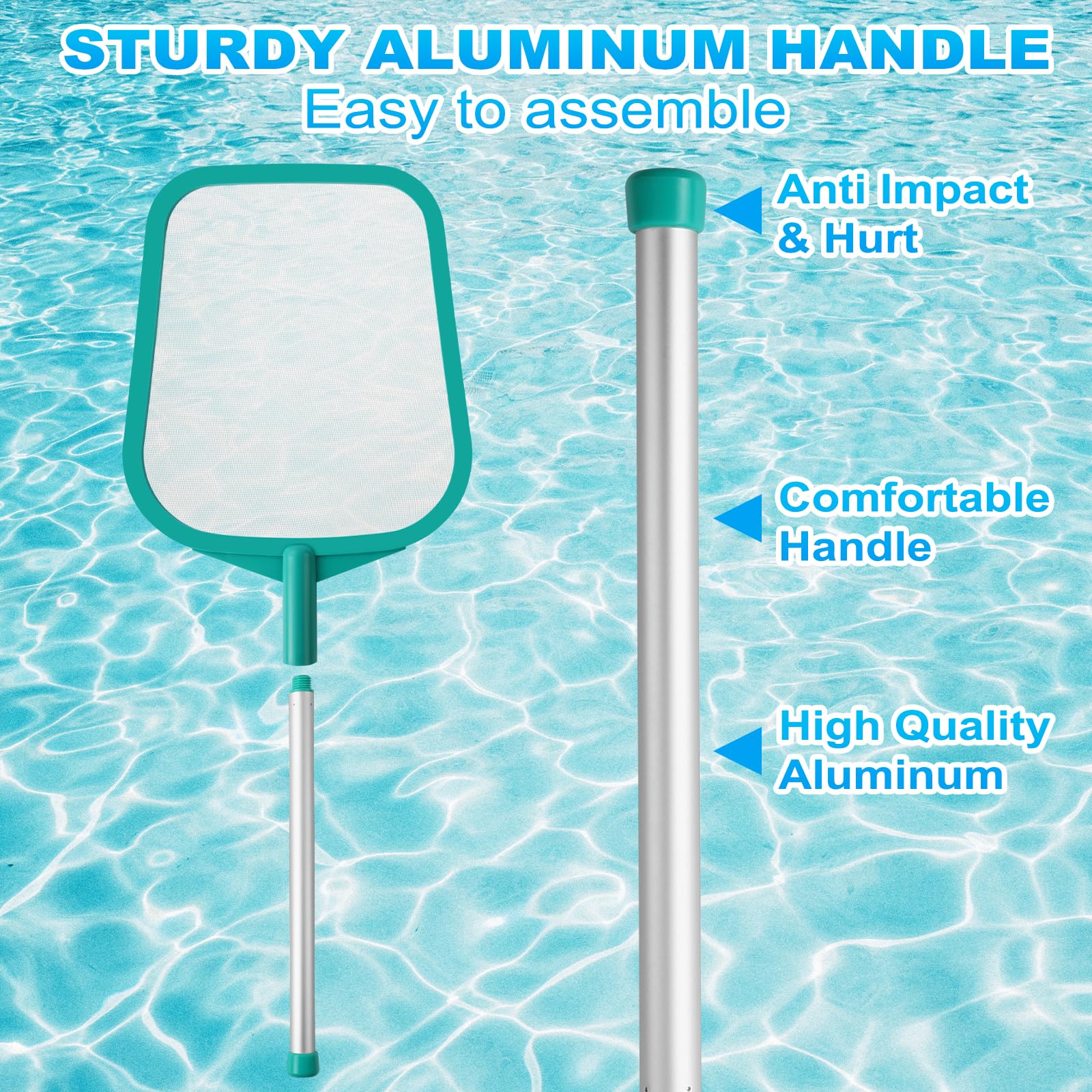 Loiyadn pool skimmer easy installation attaches to most poles.