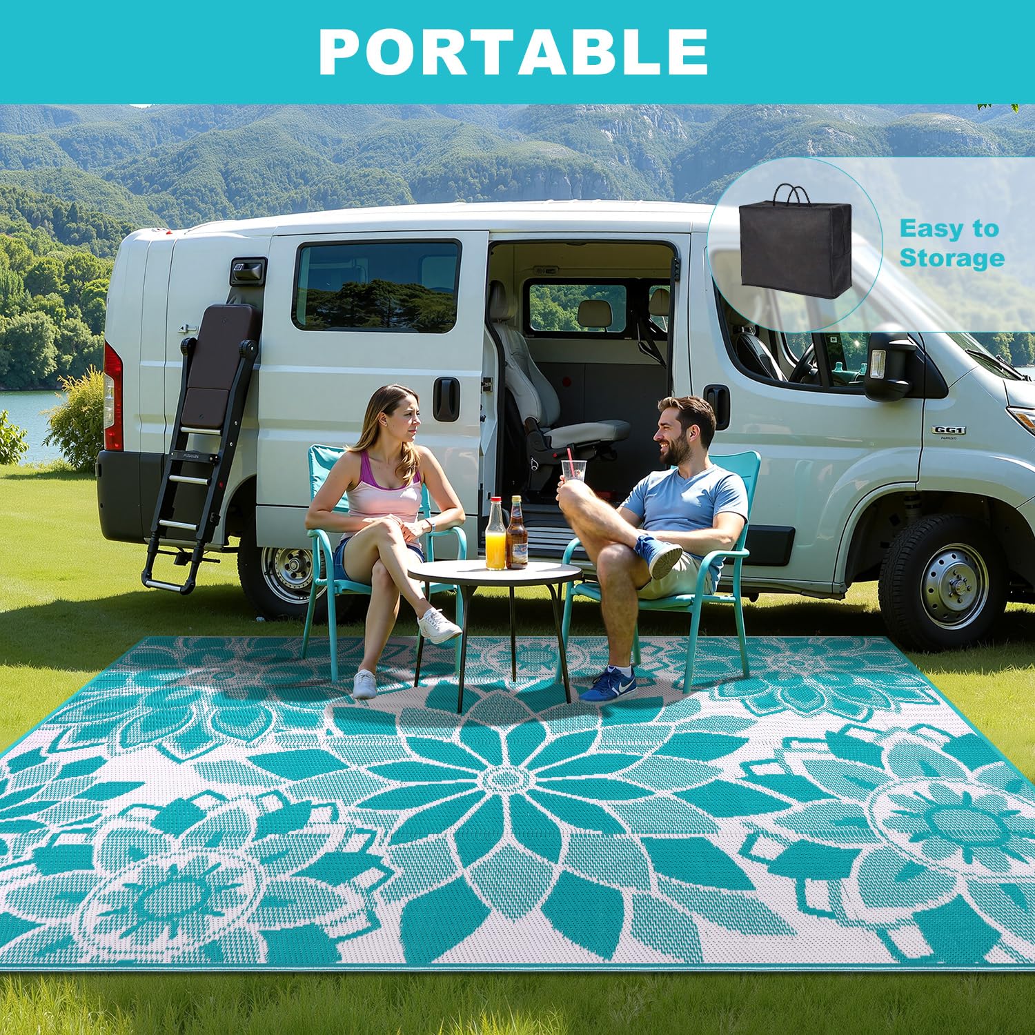 LOKHOM deck-friendly rug suits patios, balconies, beaches and picnics.