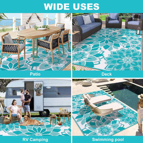 LOKHOM easy-clean outdoor rug cleans with water or damp cloth.