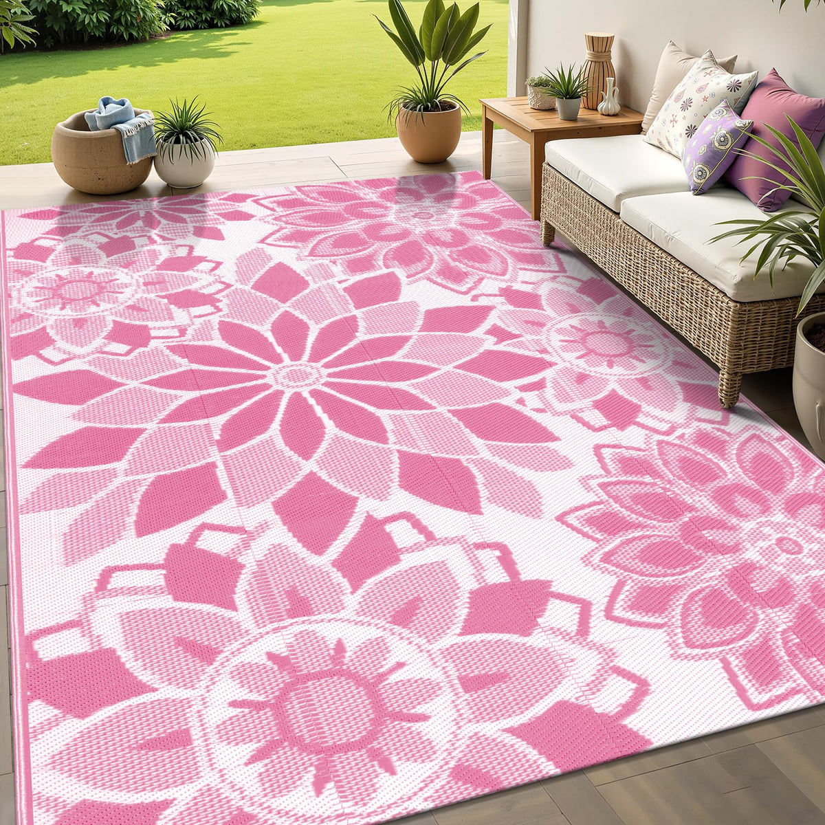 LOKHOM outdoor rug 5x8 patio, soft underfoot and easy to clean