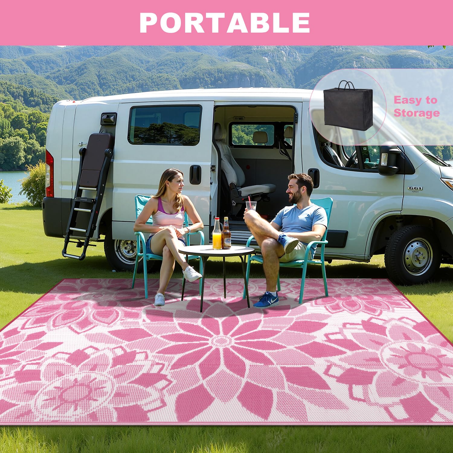 LOKHOM easy-clean rug, wipe with damp cloth after outdoor use