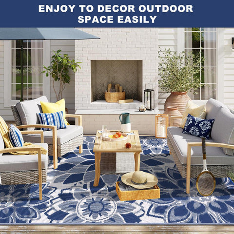 LOKHOM outdoor rug easy cleaning with damp cloth or water rinse.