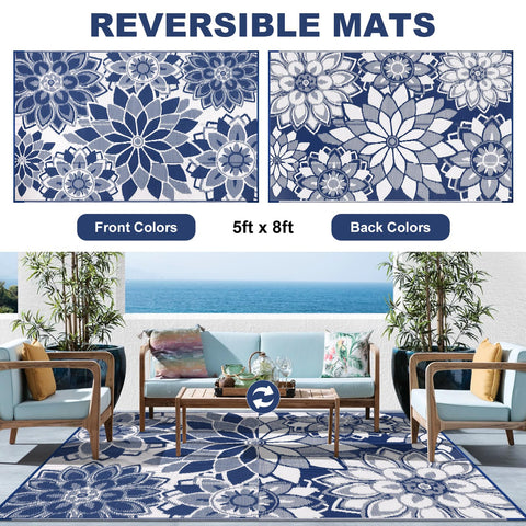 LOKHOM outdoor rug waterproof texture close-up demonstrates spill resistance and easy cleaning.