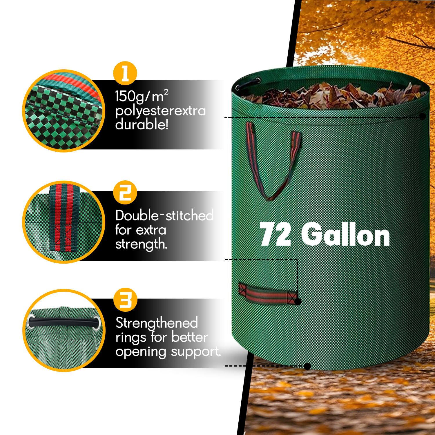 LOKISBEAURY heavy-duty PP fabric resists tearing during garden cleanup.