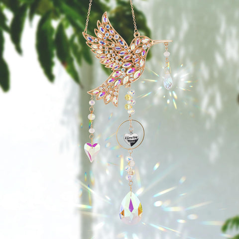 Lokoz hummingbird suncatcher crystal sparkles in sunlight for vibrant home decor