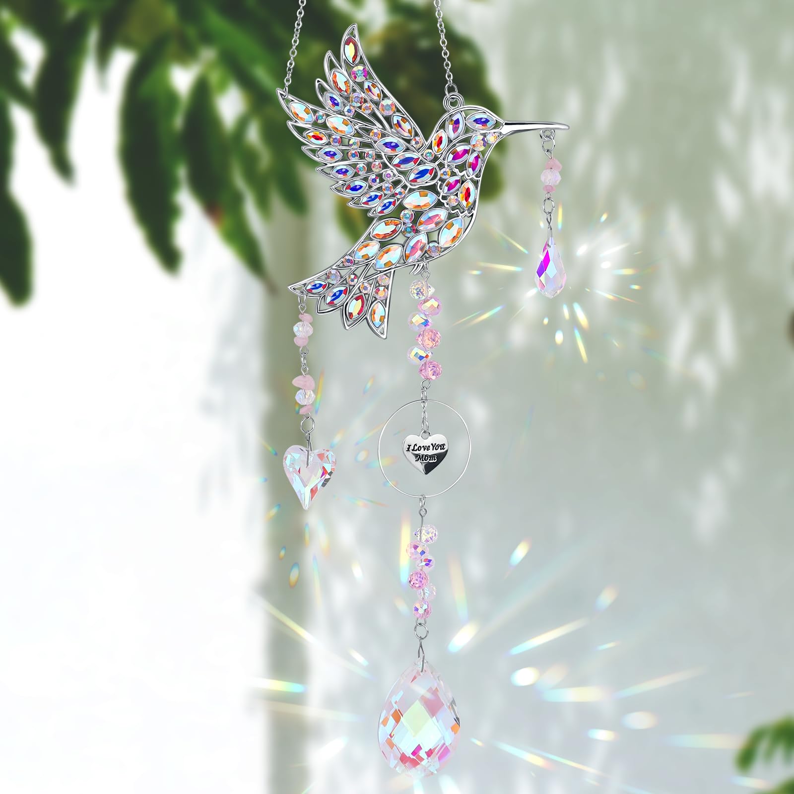 LOKOZ hummingbird suncatcher crystal pendant adds bright color in sunlight