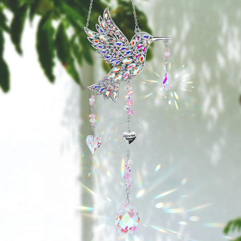 LOKOZ hummingbird suncatcher crystal pendant adds bright color in sunlight
