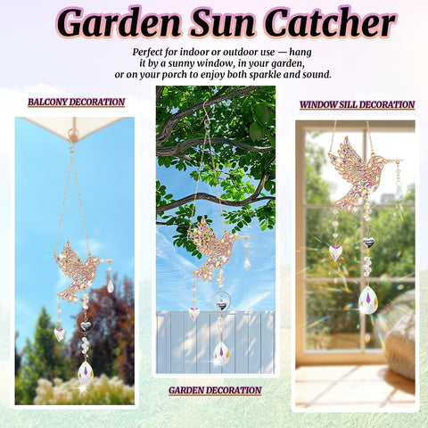 Lokoz hummingbird suncatcher metal frame in gold finish brightens rooms