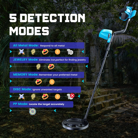 LOLARAN adjustable-length metal detector for comfortable use by all heights.