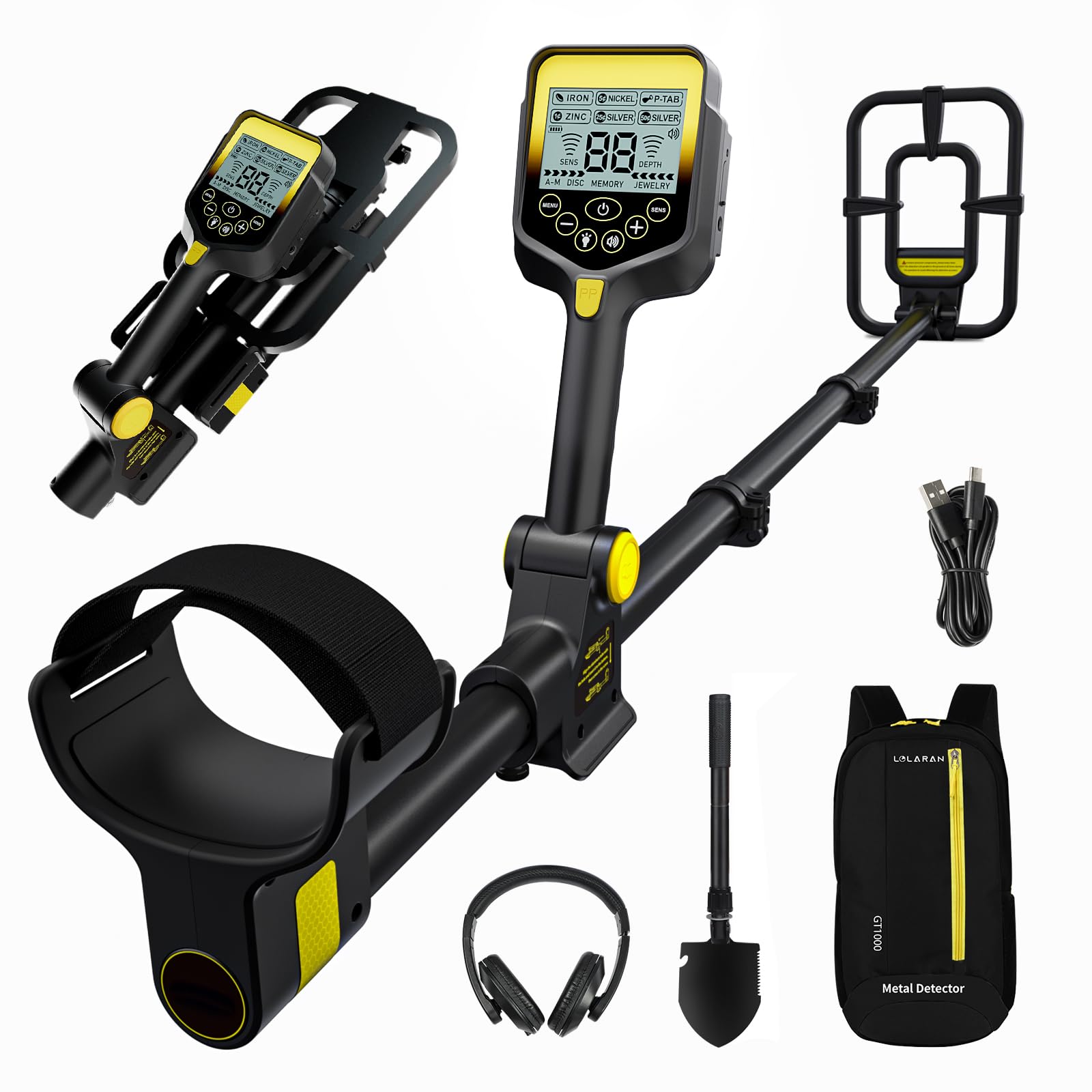 LOLARAN metal detector foldable telescopic for easy transport and setup.