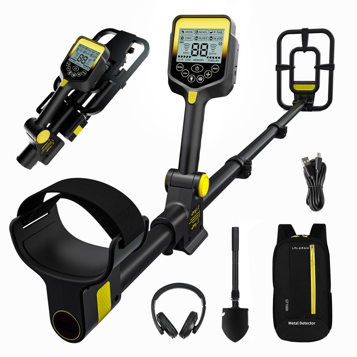 LOLARAN metal detector foldable telescopic for easy transport and setup.