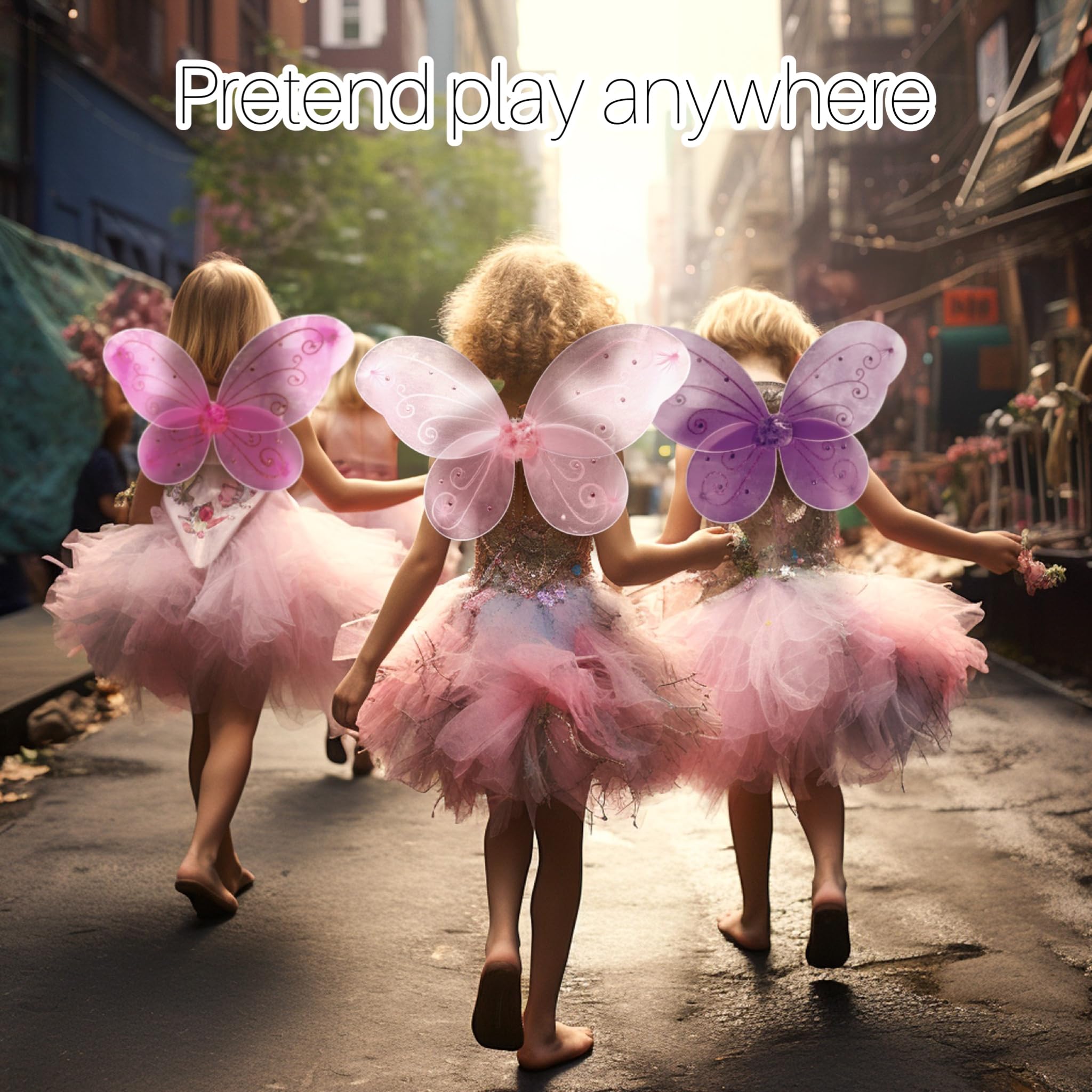 LOLASATURDAYS pink fairy wings ideal for 3–12 age costumes and photo moments.