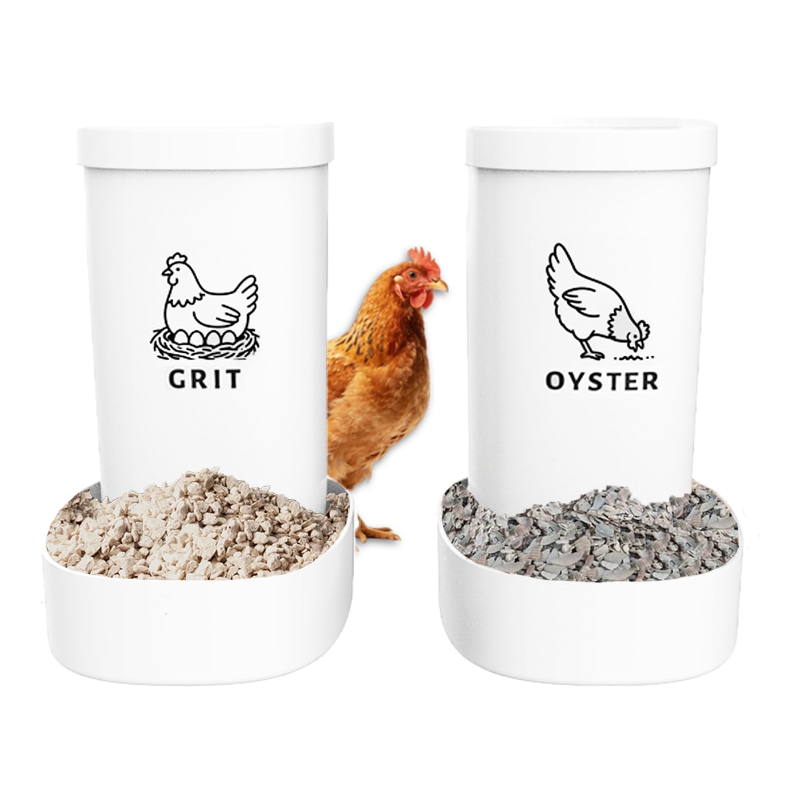 LOLEDE 2-pack chicken grit and oyster shell feeder for cleaner coop feeding