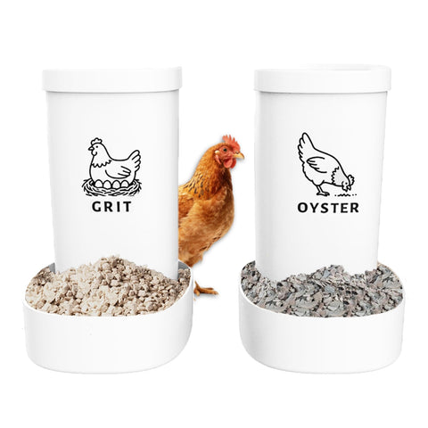 LOLEDE 2-pack chicken grit and oyster shell feeder for cleaner coop feeding