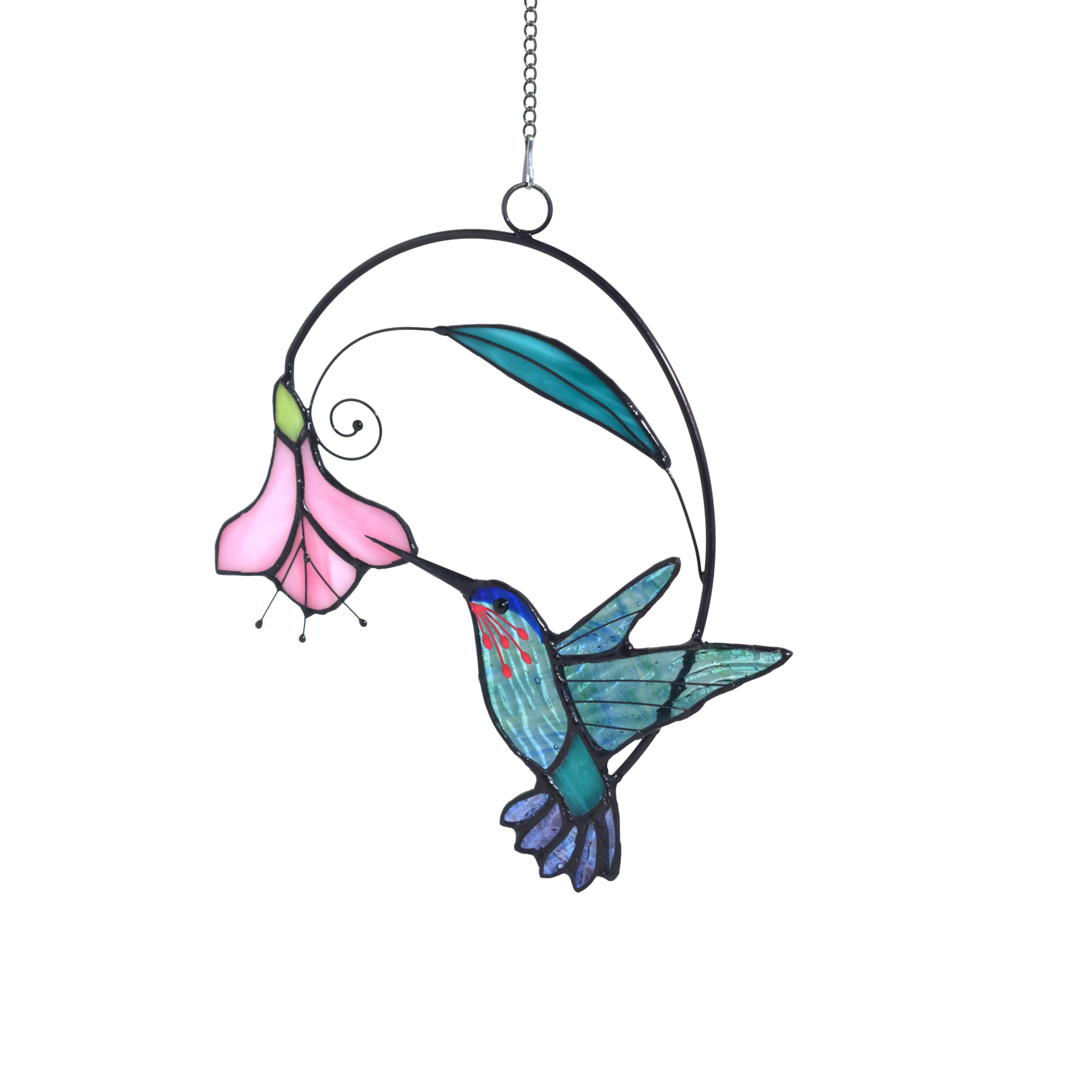 Lolitarcrafts blue hummingbird stained glass window hanger brightens sunlit spaces
