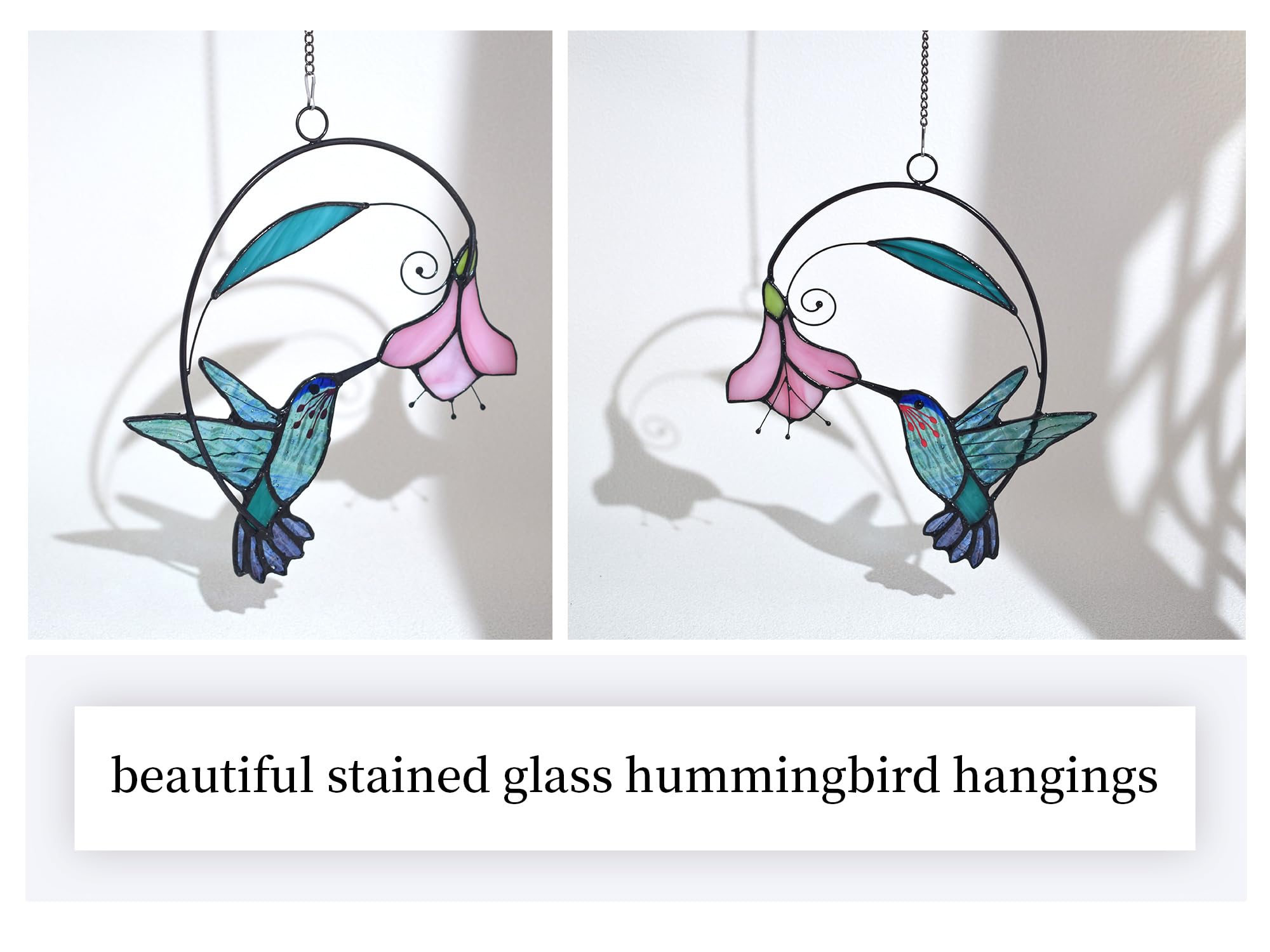 Lolitarcrafts blue glass hummingbird suncatcher adds color to any window
