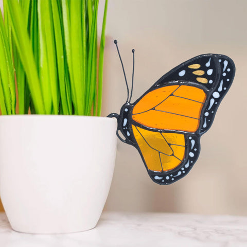 Lolitarcrafts monarch butterfly stained glass suncatcher brightens windows with vibrant color