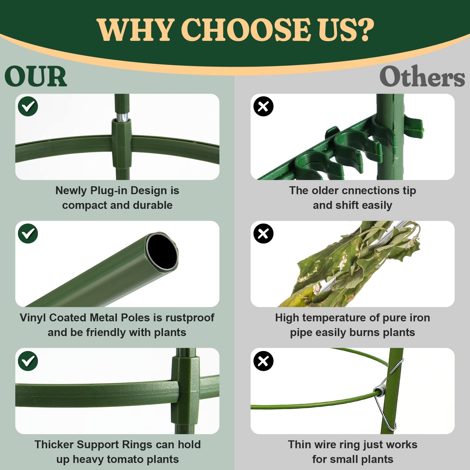 LOMNYIY adjustable height and layers support growing vines as plants climb.