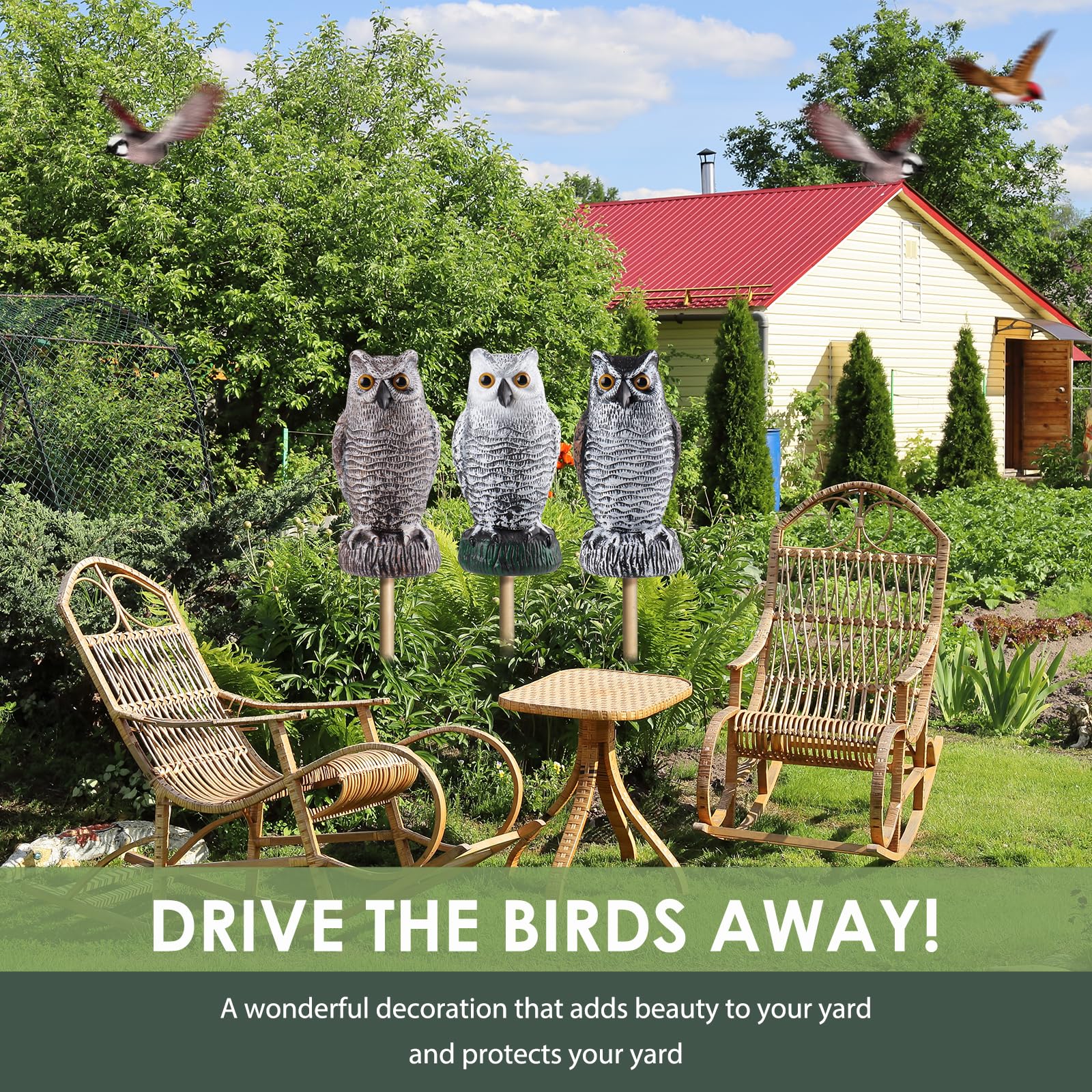 Lomrsiul owl decor durable base keeps statue stable in wind.