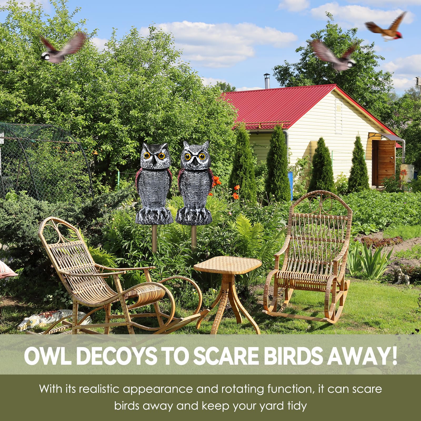 Lomrsiul owl decoy with sturdy base stays stable in wind