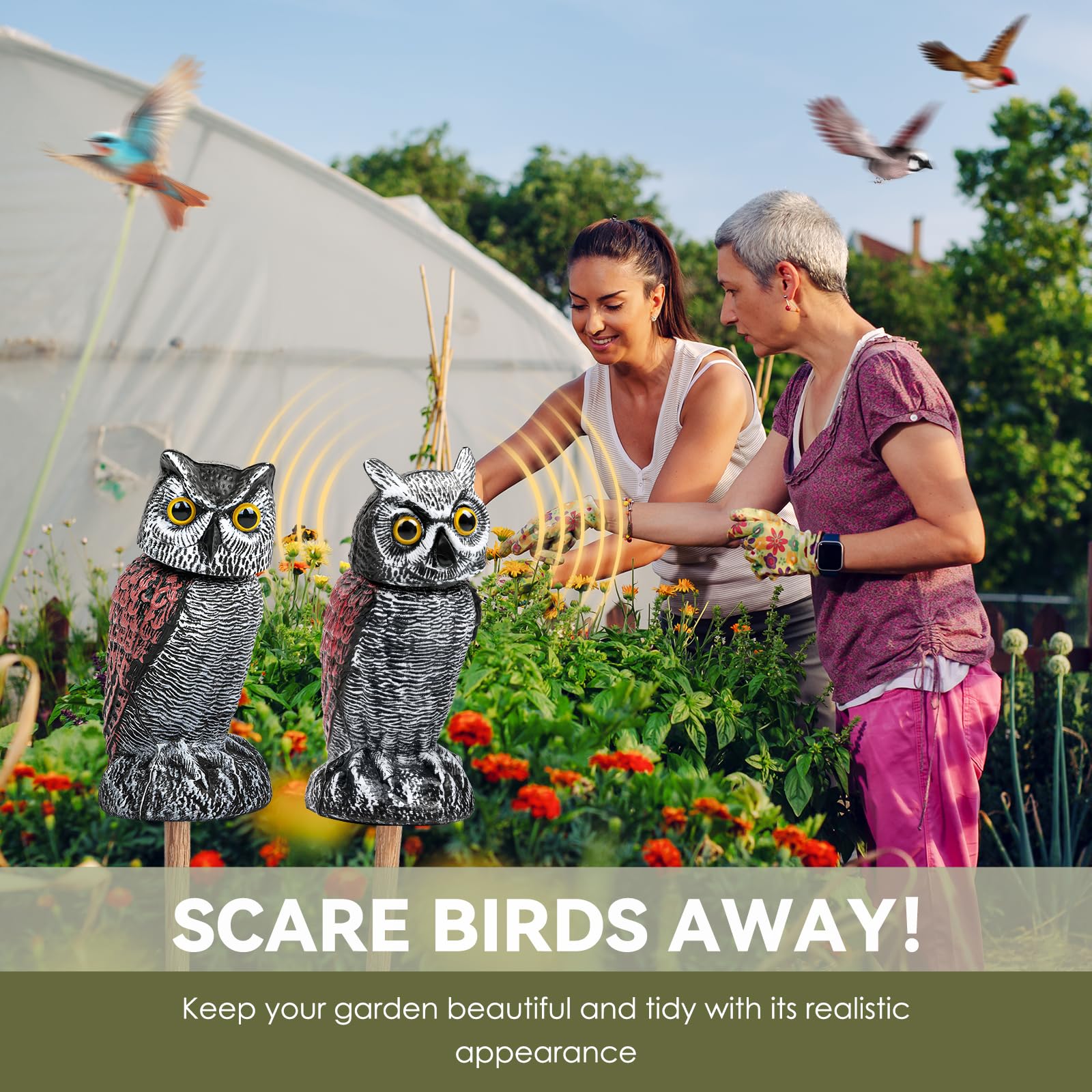 Lomrsiul waterproof owl decor endures sun and rain for year-round use