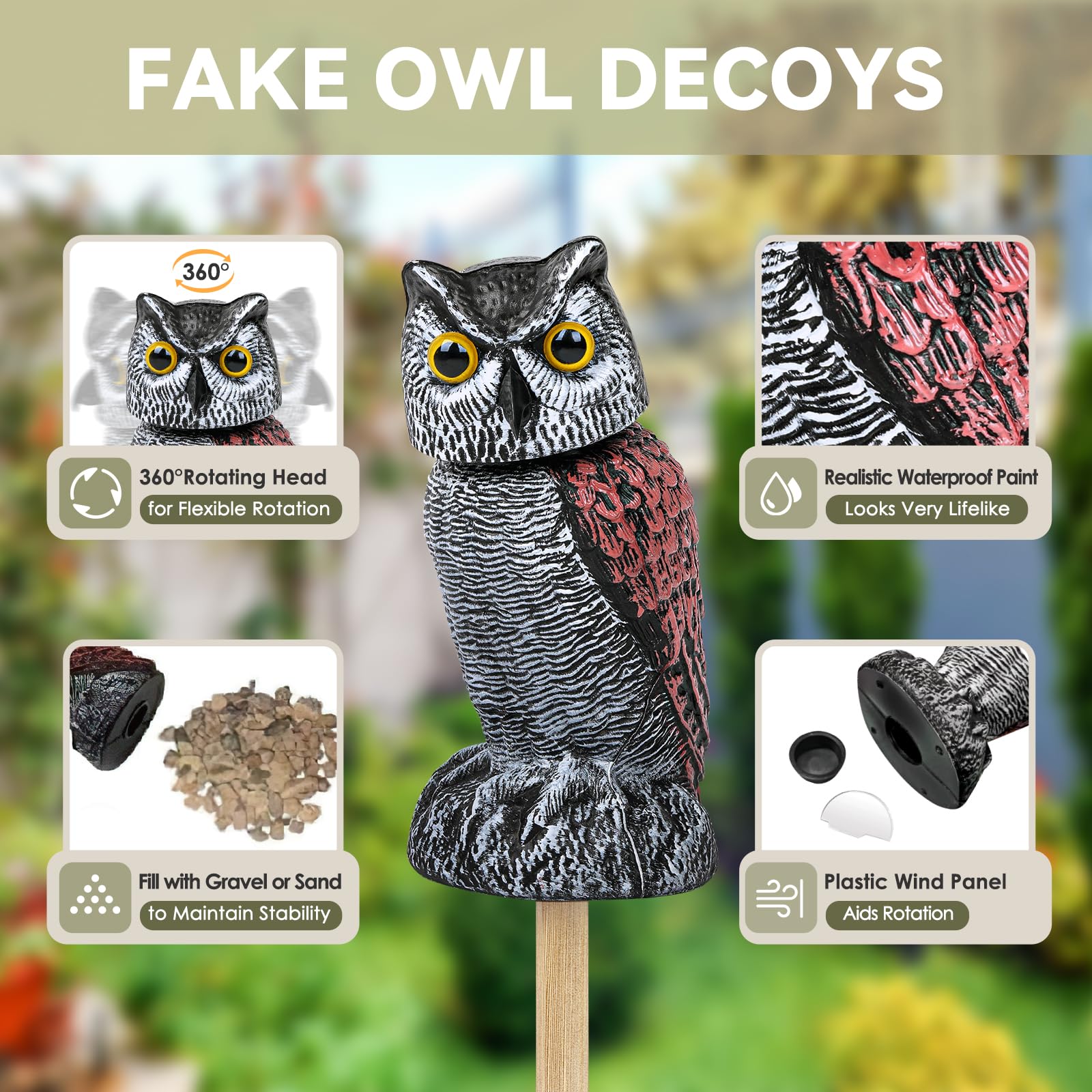 Lomrsiul owl decor wind catcher enhances rotating head motion