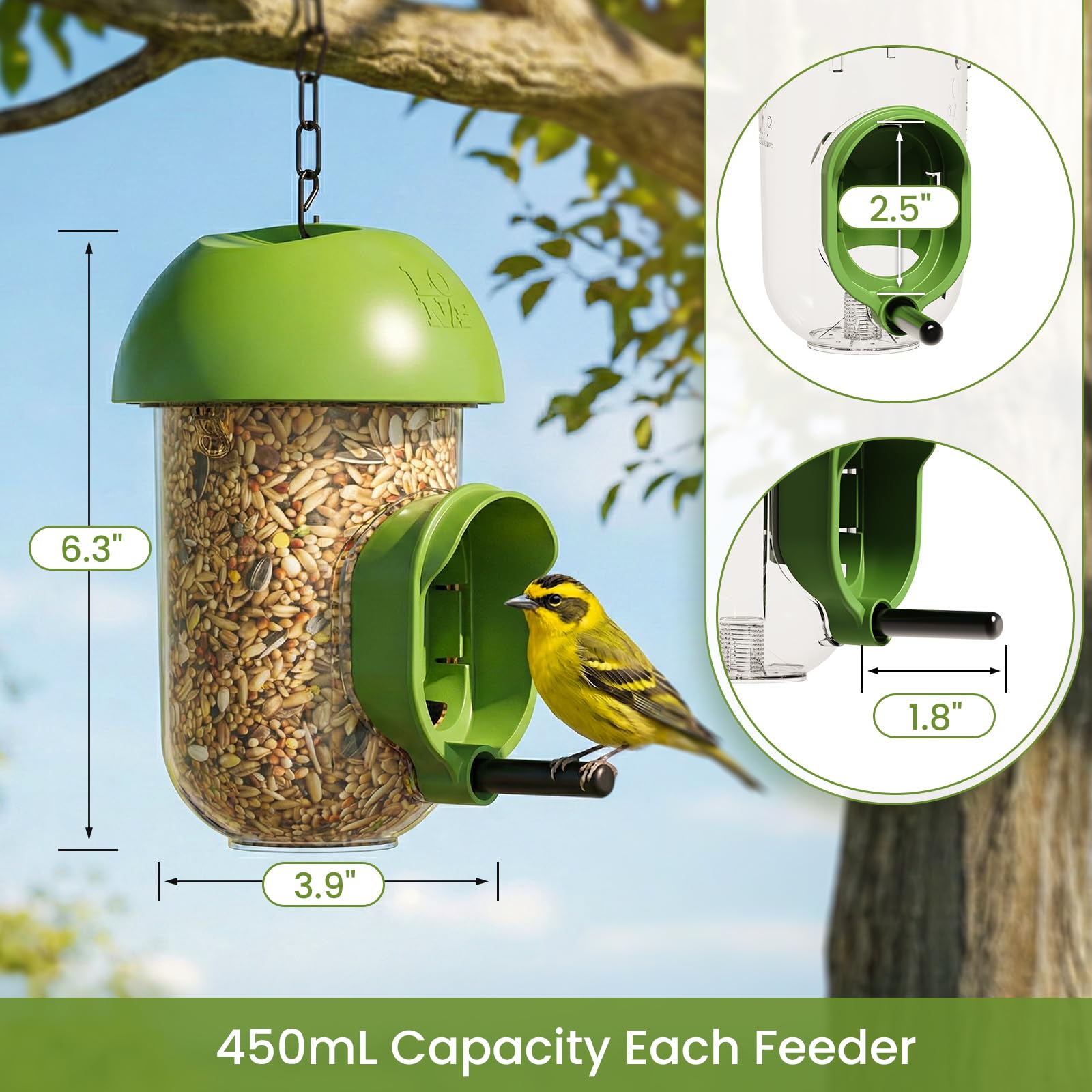 LO NA LOVE NATURE LONA tube feeder shows Velcro system for quick, secure attachment