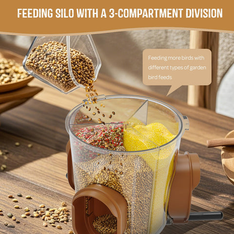 LO NA LOVE NATURE lona birdfeeder three-feeding-ports invites multiple species to feed.