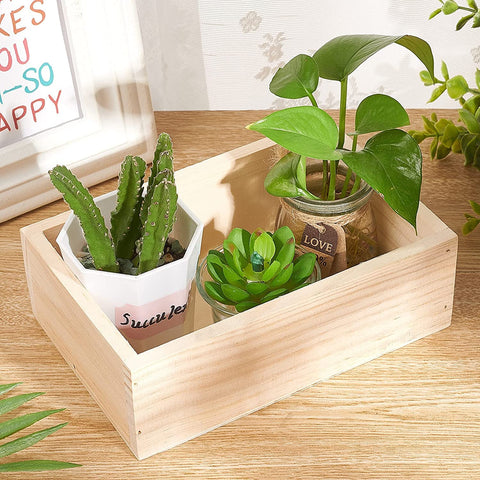 LONG TAO rectangle wooden planters for indoor and outdoor decor