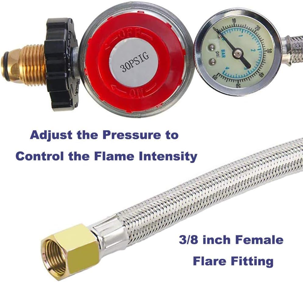LONGADS adjustable regulator from 0 to 30 psi for tailored heat.